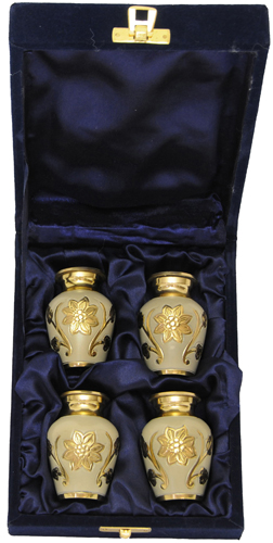001-C – 4 Mini Brass Urn Velvet Box