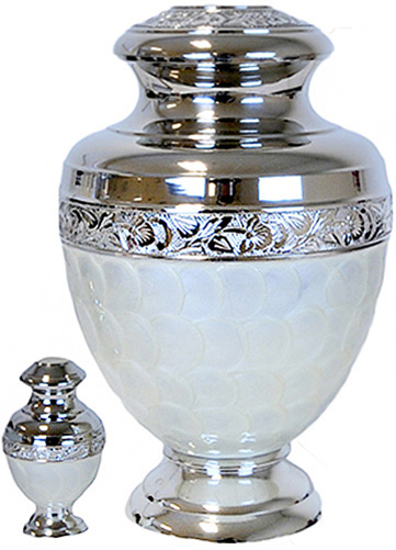010-A – Brass Urn Velvet Box plus 1 Keepsake Mother of pearl