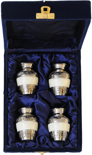 011-C – 4 Mini Brass Urn Velvet Box