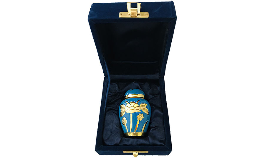 014-H – 1 Mini Blue w/Gold Flowers