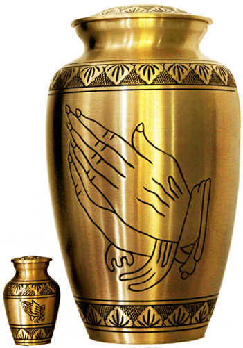 015-A – Brass Urn Velvet Box plus 1 Keepsake Brass with Black Trim