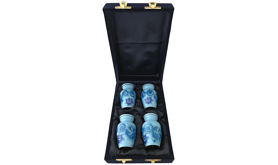 178-C- 4 Mini Light Blue w/Dark Blue Flowers
