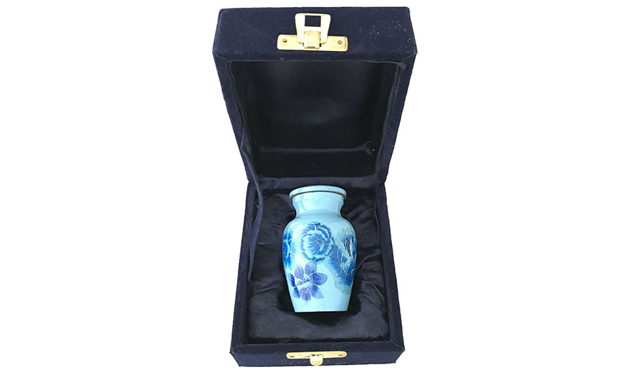 178-H- 1 Mini Light Blue w/Dark Blue Flowers