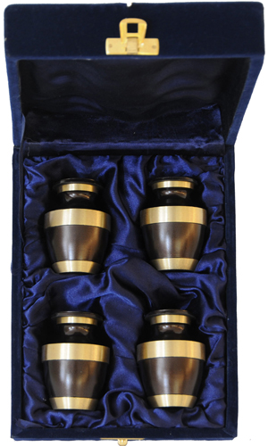 021-C – 4 Mini Brass Urn Velvet Box