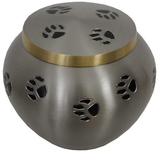 217-A – Brass Pet Urn 5″ Wide x 4 1/2″ Tall 40lb Loved One