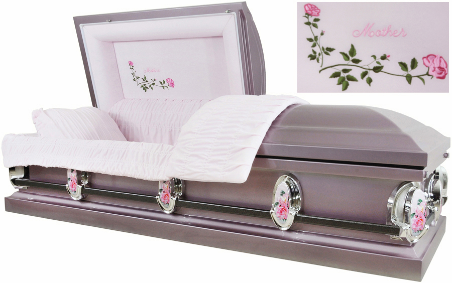 2211 – Mother Casket 18ga Lavender Metallic w/ Silver Accent, Pink Velvet