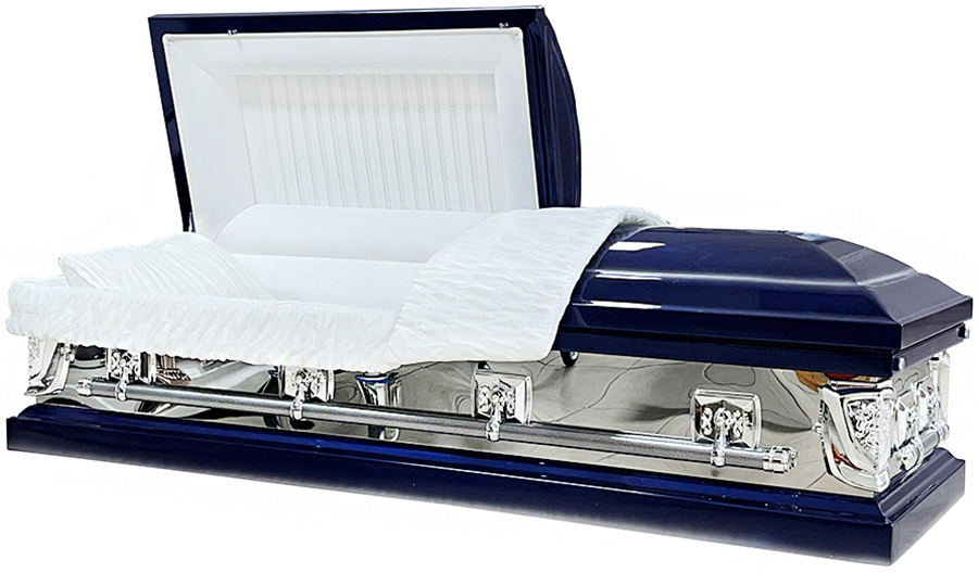 2257- Navy 18 ga, Mirror side, Square shape, White Velvet interior