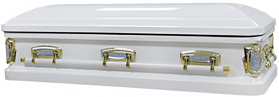 2261-FCA White/ Blue Primrose Full Couch, White Velvet