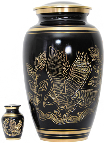 025-A – Brass Urn Velvet Box plus 1 Keepsake Black/ Gold Trim