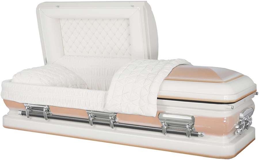 4872-J -18ga – Wht/ Peach Urn Shell Silver Hard, White velvet