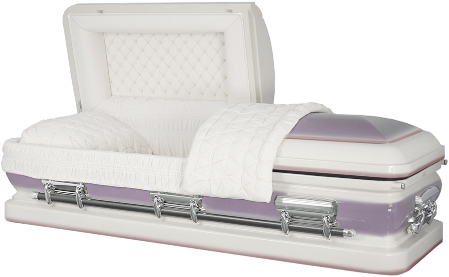 4874-J -18ga – Wht/ Purple Urn Shell Silver Hard, White velvet