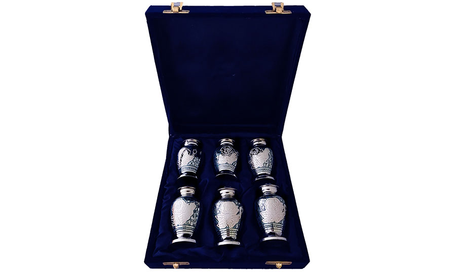 076-B- 6 Mini Silver w/Blue