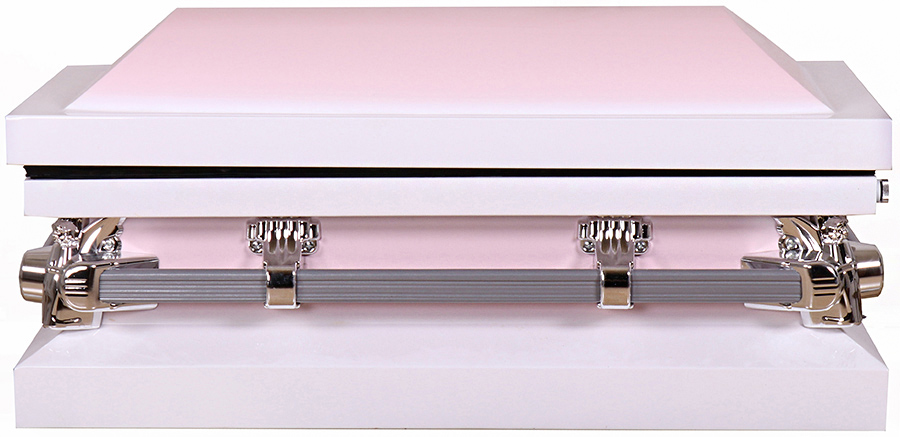7711-FC 30″/35″ Child’s White/Pink Pink Interior,(inside30 x13.3 outside35x17.25)