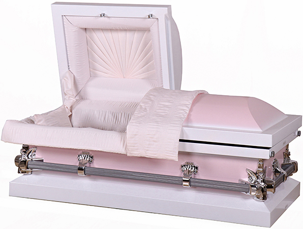 7719-HC 42″/47″ Child’s White/Pink, White Velvet lining (inside43″x19.5″,outside47.3″x23.5