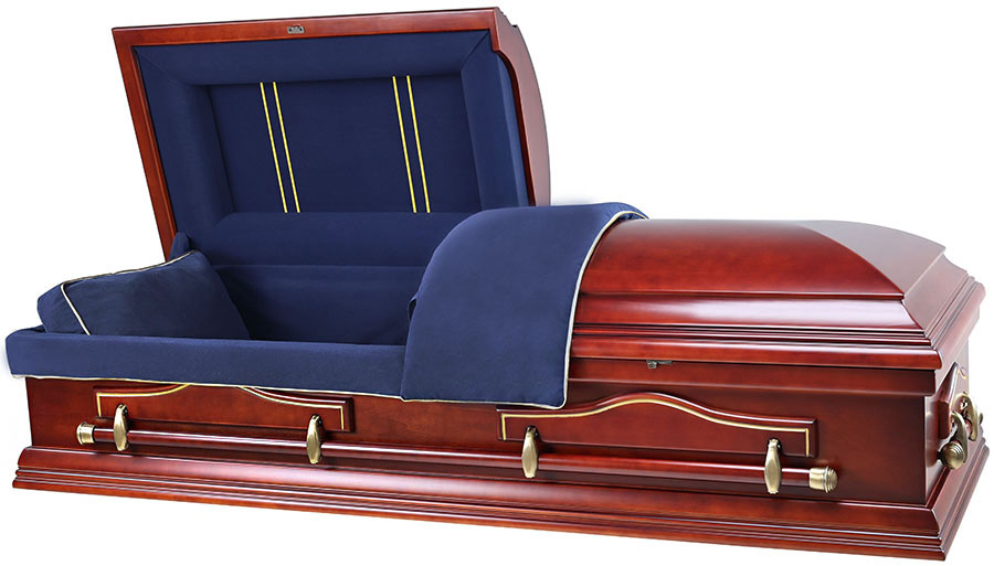 7849 – Solid Poplar Dark Blue Lining w/gold piping