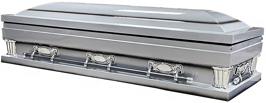 7961FCX Silver, Full couch Extra Long 18ga W/ Foot Panel, White Int. 32″ Inside / 33″ Out