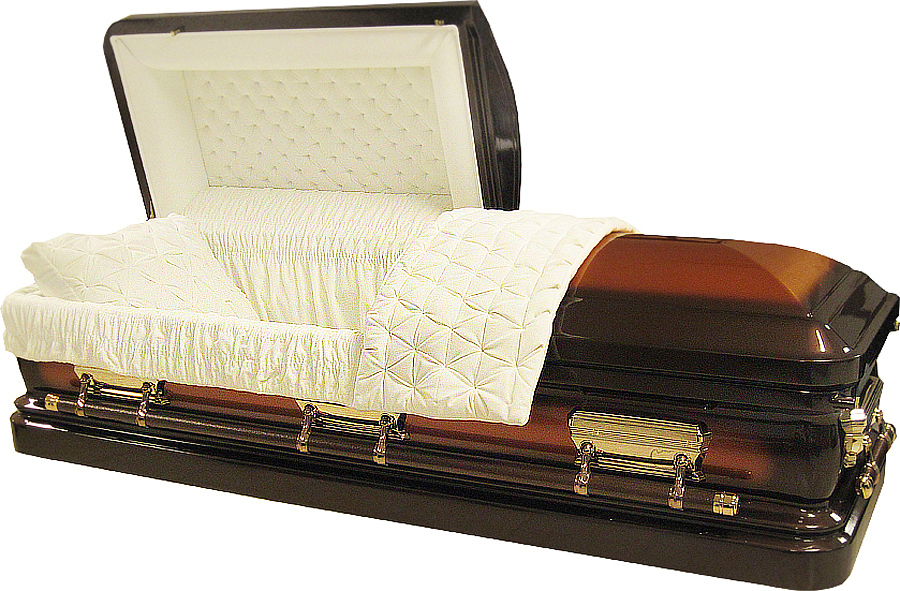 8921ss – Stainless Steel Casket Brown with Copper Brush Quilted and Tufted Almond Velvet