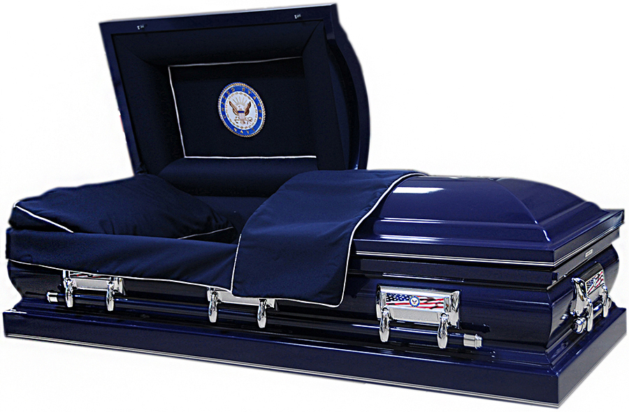 8308X-33 U.S. Navy Casket 32″ inside Navy Interior, Silver Hardware