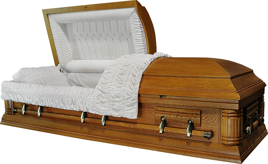 8604 – Oak Wood Veneer Casket Tufted Design Head Panel
