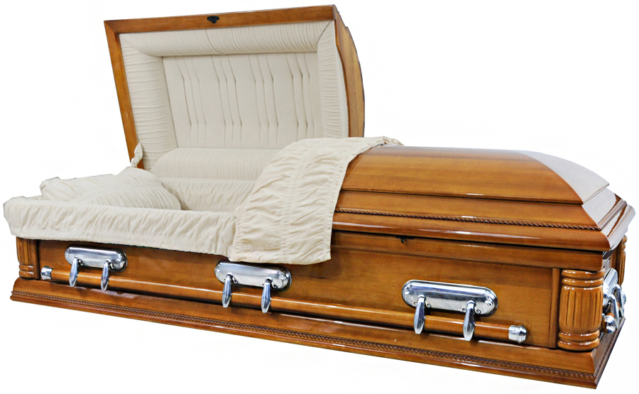 8728- Solid Poplar Casket Cream Velvet Interior