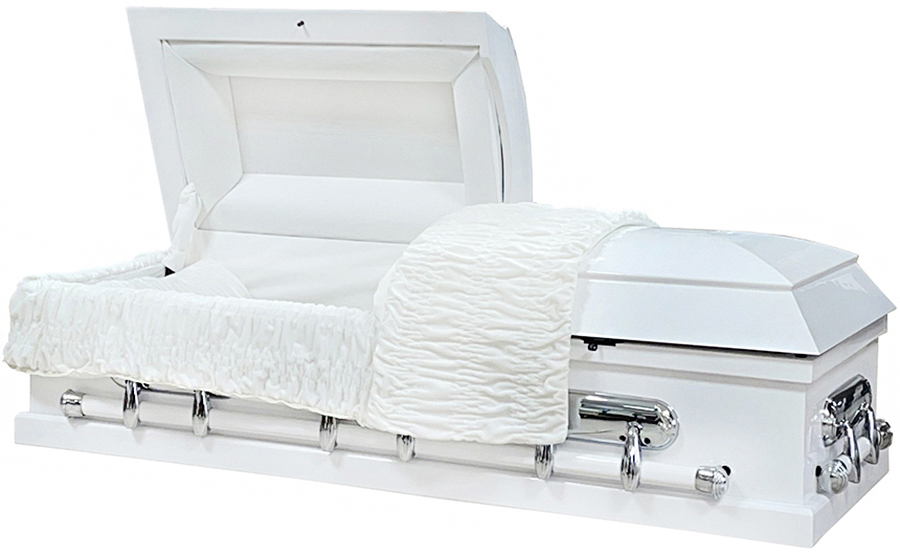8819-HC-54″ Child’s White Wood, Silver Hardware inside 54″L x17.5W