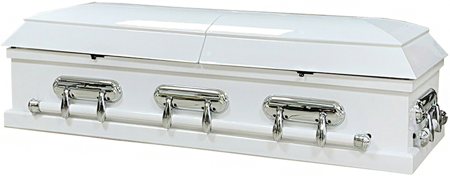 8819-HCa-54″ Child’s White Wood, Silver Hardware Inside 54″L x17.5W