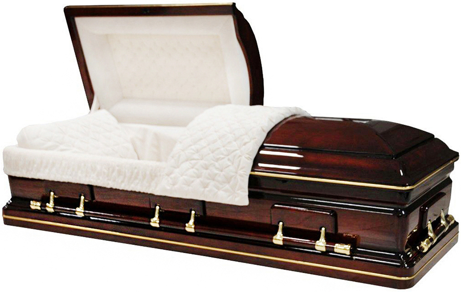 8866 – Solid Cherry Casket Light Beige Velvet Interior