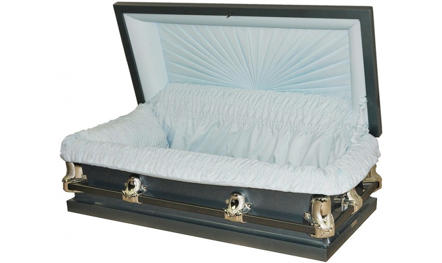 8913 -20 ga Blue Child’s Casket Max Height 31″ = 2 ‘7″, Inside 13″ x 31″ Outside 18″ x 36.