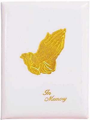 Reg-25-White W/ Praying Hands In Memory Register Book with lines