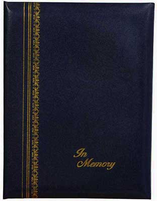 Reg-13-Navy Blue In Memory Register Book with lines