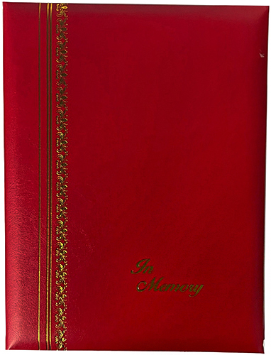 Reg-10 Red In Memory Register Book with lines